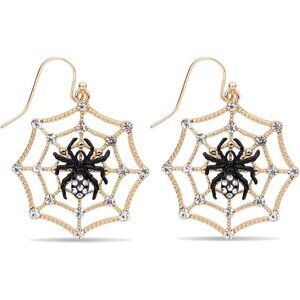 Halloween Spider Earrings, Fashion Spider Spooky Cobweb Earrings Halloween Earri